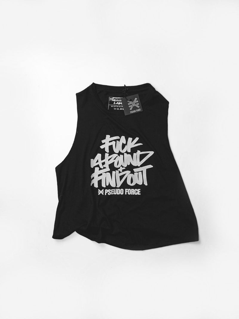 FAFO black women's tank top. Gym motivational quote summer outfit from Pseudo Force