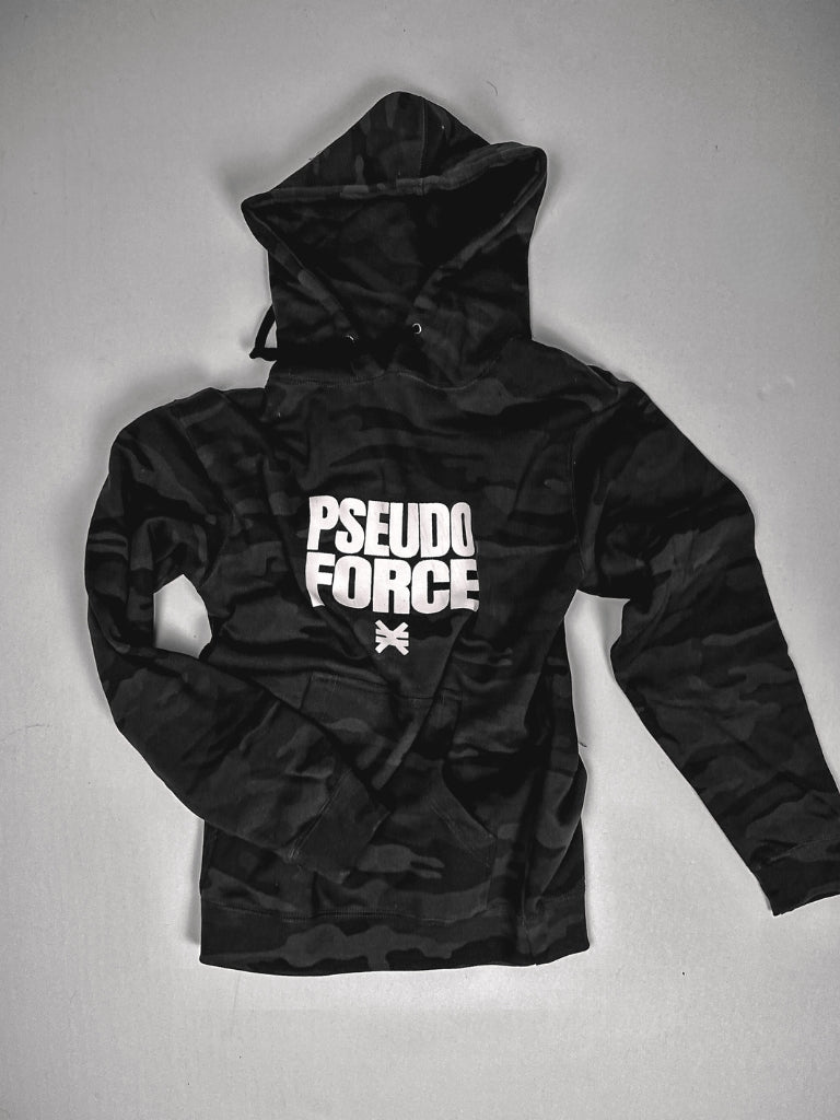 PSEUDO FORCE DARK CAMO BRAND HOODIE - FUCK UP