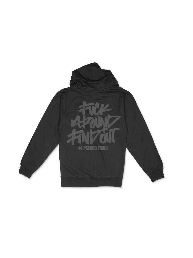 FUCK AROUND + FIND OUT BLACKOUT ZIP UP HOODIE