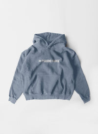 Blue hoodie with 'Pseudo Force' logo on a white background
