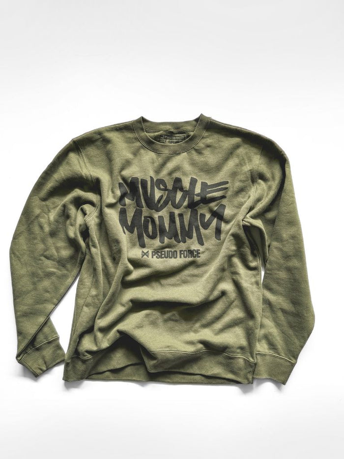 MUSCLE MOMMY GREEN CREWNECK